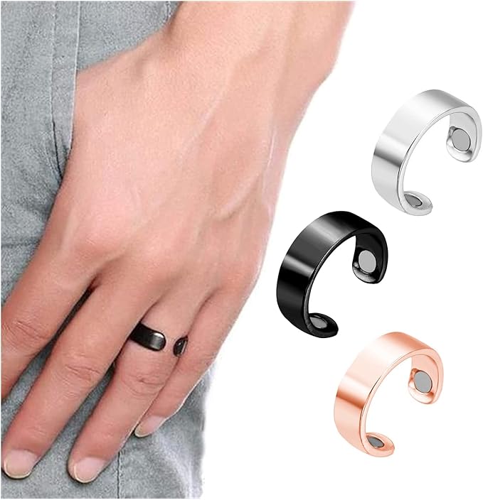 Blood Sugar Control Ring, Magnetic Therapy Ring, Copper Magnet Rings Opening Adjustable, Magnetic Therapy Copper Energy Adjustable Ring, Therapeutic Magnetic Rings with Strong Magnets (3PCS)