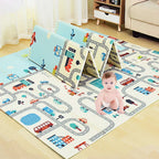 BabyPlaza extra large Reversible Play Mat, BPA Free Learning & Crawling Foldable Foam Mat (6.5x5 ft, 0.6cm Thickness) Multicolor